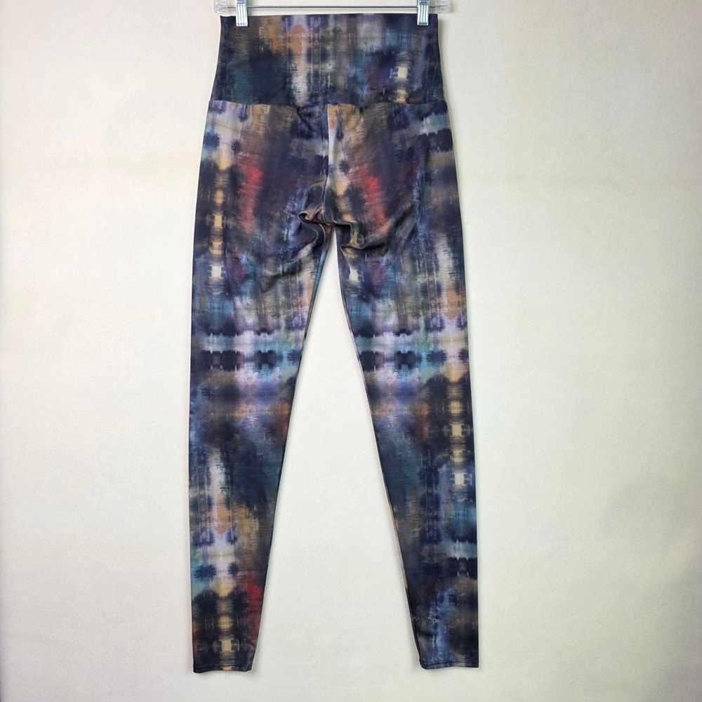 Onzie High Rise Graphic Leggings M L Multi Color Abstract Tie Dye Yoga Gym Pants